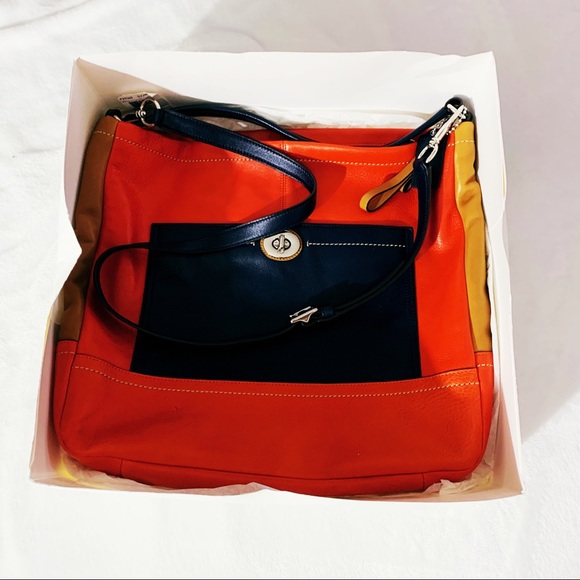 COACH Vermillion Multicolor Leather Hobo Bag NEW!! - Picture 4 of 8